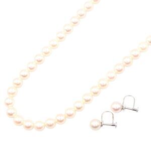 Tasaki Pearl Necklace Earrings Set Silver925 K14WG